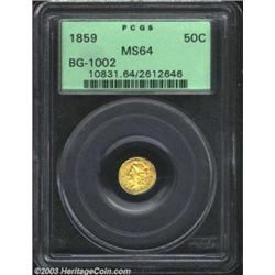 1859 50C Liberty Round 50 Cents, BG-1002, High R.4, MS64 PCGS.