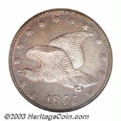 1855 P1C Flying Eagle Cent, Judd-167 Original, Pollock-193, R.4, MS65 Brown NGC.