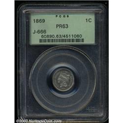 1869 1C One Cent, Judd-666, Pollock-743, R.6, PR63 PCGS.