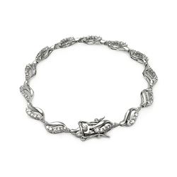 Sterling Silver Rhodium Plated Open Wave Tennis Clear CZ Bracelet bgb00107