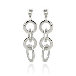Rhodium Plated Brass Multi Circle Link Earring bbe00002