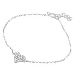 Sterling Silver Rhodium Plated CZ Encrusted Hearts Bracelet - BGB00271