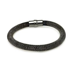 Sterling Silver Black Rhodium Plated Large Beaded Italian Bracelet itb00010blk