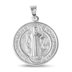 Sterling Silver High Polished Saint Benedict Medallion 23mm - JCA025-R22