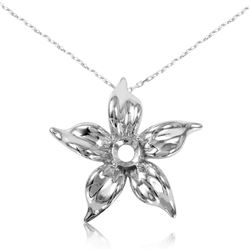 Sterling Silver Rhodium Plated Personalized Flower Mounting Necklace - BGP00545