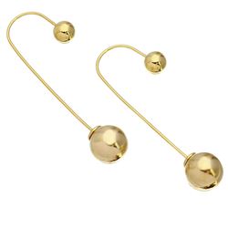 Sterling Silver Gold Plated Hanging Beaded Hook Earrings - STE01081GLD