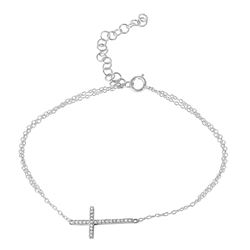 Sterling Silver CZ Cross Bracelet STB00504
