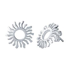 Sterling Silver Rhodium Plated Open Sun Stud Earring STE00730