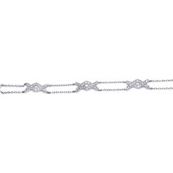 Sterling Silver Rhodium Plated Clear CZ Twist Link Bracelet stb00045