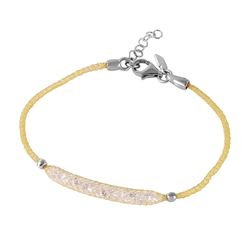 Sterling Silver Gold Plated Mesh CZ Center Italian Bracelet ITB00041GP