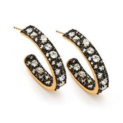 SSterling Silver Gold Plated Multiple Graduated Crescent Clear CZ Stud Earring bge00364