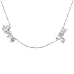 Sterling Silver Rhodium Plated 'love you' Pendant Necklace STP01406