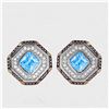 Image 1 : Sterling Silver Rhodium Plated Blue Cluster Earring STE00406TOPAZ