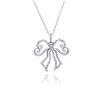 Image 1 : Sterling Silver Rhodium Plated Open Ribbon CZ Necklace bgp00320