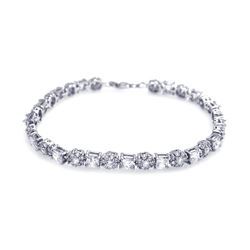Sterling Silver Rhodium Plated Clear CZ Tennis Bracelet stb00365