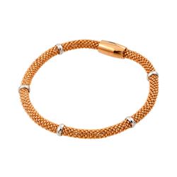 Sterling Silver Rose Gold Plated Thin Beaded Italian Bracelet PSB00008RGP