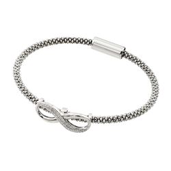 Sterling Silver Rhodium Plated Infinity Center Clear CZ Italian Bracelet ITB00153RH