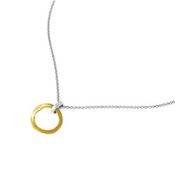 Sterling Silver Chain Necklace with Gold Plated Single Loop Pendant ITN00115RH-GP