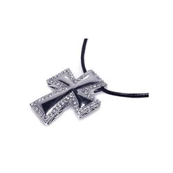 Sterling Silver Clear CZ Rhodium Plated Thick Cross Pendant Necklace stp00330