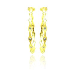 Sterling Silver Gold Rhodium Plated Round Clear CZ Hoop Earring ste00780