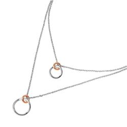Sterling Silver Rhodium Chain Necklace with Rose Gold Plated Links ITN00116RH-RGP