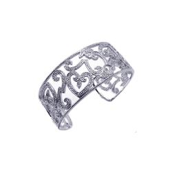 Sterling Silver Rhodium Plated Open Micro Pave CZ Bracelet bgg00002