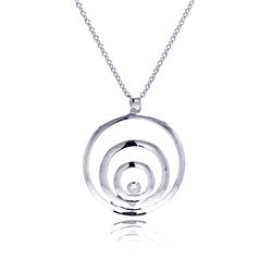 Sterling Silver Rhodium Plated Spiral Pendant Necklace stp00116