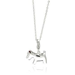 Rhodium Plated Brass High Polish Puppy Clear CZ Pendant Necklace bbp00163