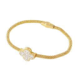 Sterling Silver Gold Plated Flower ShapedCZ  Bracelet ECB00086Y
