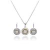 Image 1 : Sterling Silver Gold & Rhodium Plated Round CZ Stud Earring & Necklace Set sts00095