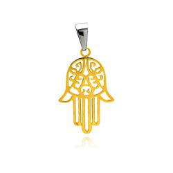 Stainless Steel Gold Plated Hamsa Charm Pendant ssp00338