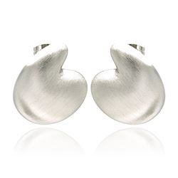 Rhodium Plated Brass Matte Finish Disc Like Earring bbe00017