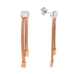 Sterling Silver Rose Gold Plated 2 Strand Dangling Earring ITE00067RGP