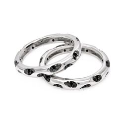 Rhodium & Black Rhodium Plated Brass Black CZ Stackable Eternity Ring Set bbr00110