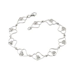 Sterling Silver Rhodium Plated Open Multi Heart Clear CZ Tennis Bracelet stb00483