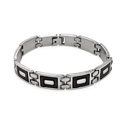 Stainless Steel Square Black Enamel Celtic Design Bracelet ssb00218