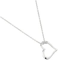 Sterling Silver Rhodium Plated Sideways Heart Pendant Necklace STP01456