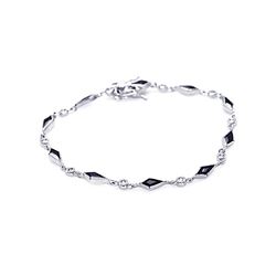Sterling Silver Rhodium Plated Multiple Sharp Black Marqui CZ Bracelet bgb00022