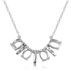 Sterling Silver Rhodium Plated 4 Oval Mounting With Bars Necklace - BGP01014
