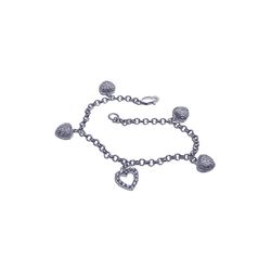 Brass Open & Close Heart Charm CZ Bracelet bgb00039