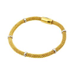 Sterling Silver Gold Plated Thin Beaded Italian Bracelet PSB00008GP