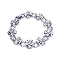 Brass Rhodium Plated Cross Link Bracelet bbb00012
