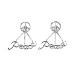 Sterling Silver Rhodium Plated Peace Rake Earring STE00987