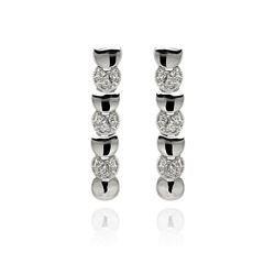 Rhodium Plated Brass Clear CZ Multi Disc Earring bbe00003