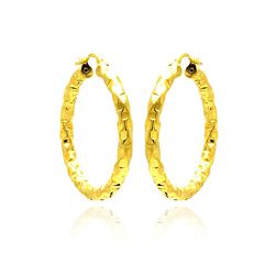 Sterling Silver Gold Plated Oval Hoop Earring ite00023gp