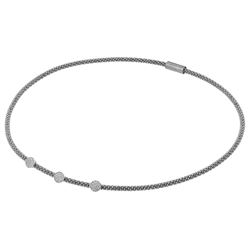 Sterling Silver Rhodium Plated Circle Micro Pave Clear CZ Italian Necklace ITN00085RH