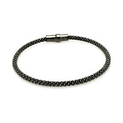 Sterling Silver Black Rhodium Plated Skinny Beaded Italian Bracelet itb00011blk