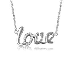 Sterling Silver Rhodium Plated Word Necklace "LOVE" - DIN00039RH