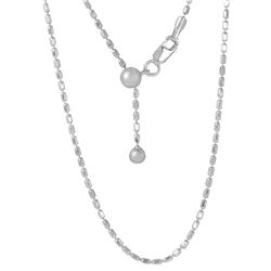 Sterling Silver Rhodium Plated Adjustable Oval Bead Chain - DIN00055RH