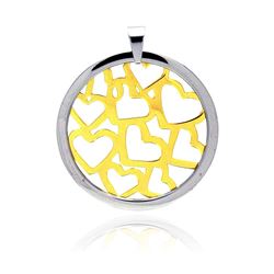 Stainless Steel Gold Plated Multi Heart Outline Disc Charm Pendant ssp00147